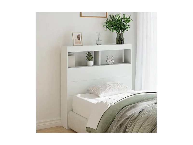 Armoire tête de lit avec LED blanc 100x17x102