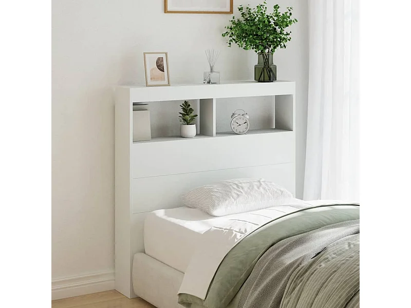 Armoire tête de lit avec LED blanc 100x17x102
