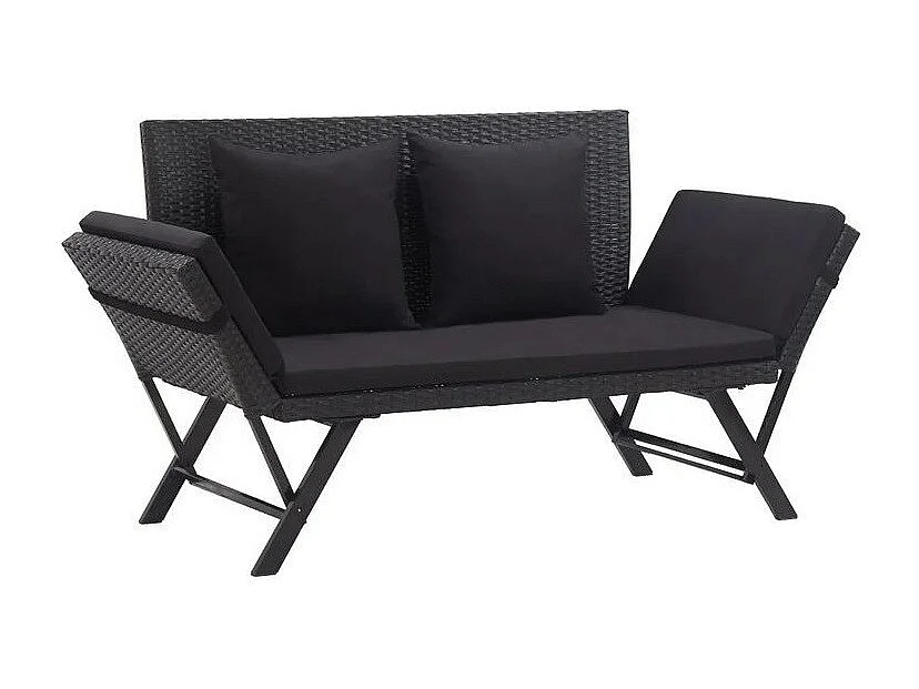 Banc de jardin polyester et résine tressée noir Risto