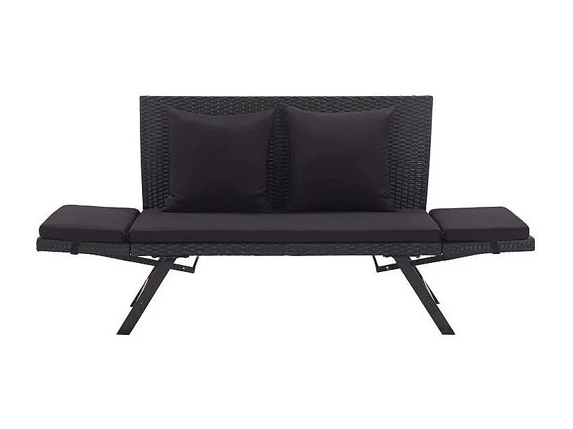 Banc de jardin polyester et résine tressée noir Risto