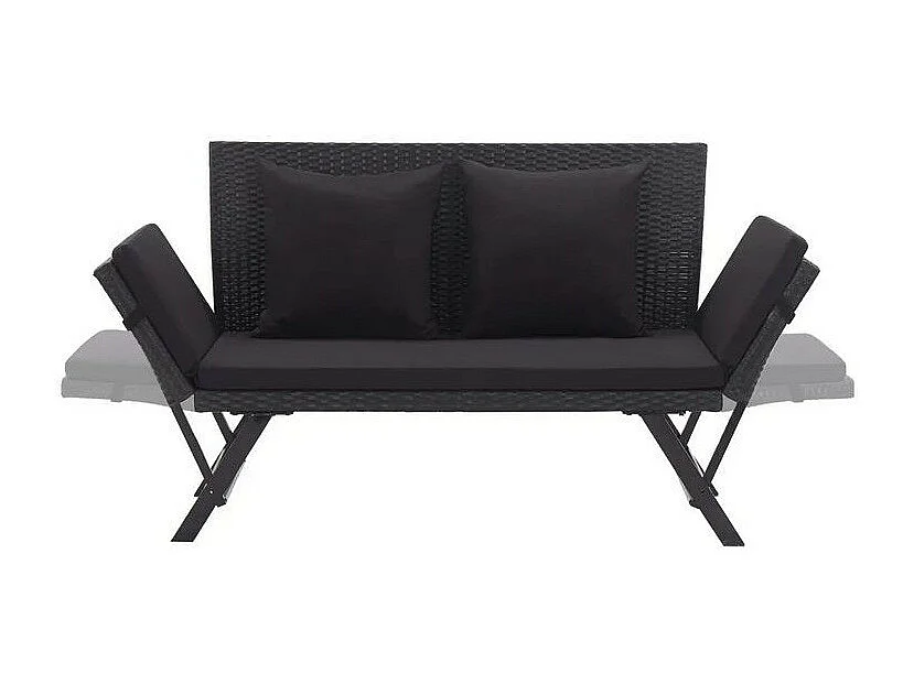 Banc de jardin polyester et résine tressée noir Risto