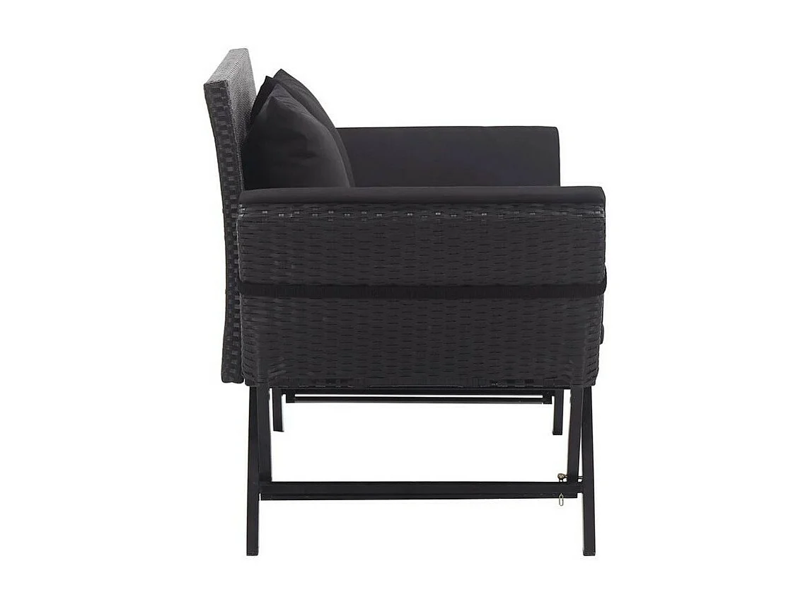 Banc de jardin polyester et résine tressée noir Risto
