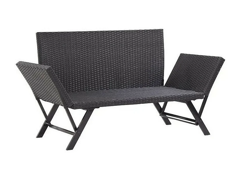 Banc de jardin polyester et résine tressée noir Risto