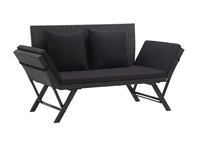 Banc de jardin polyester et résine tressée noir Risto