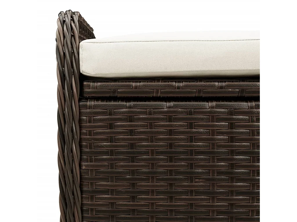 Banc de rangement et coussin marron 80x51x52 résine tressée