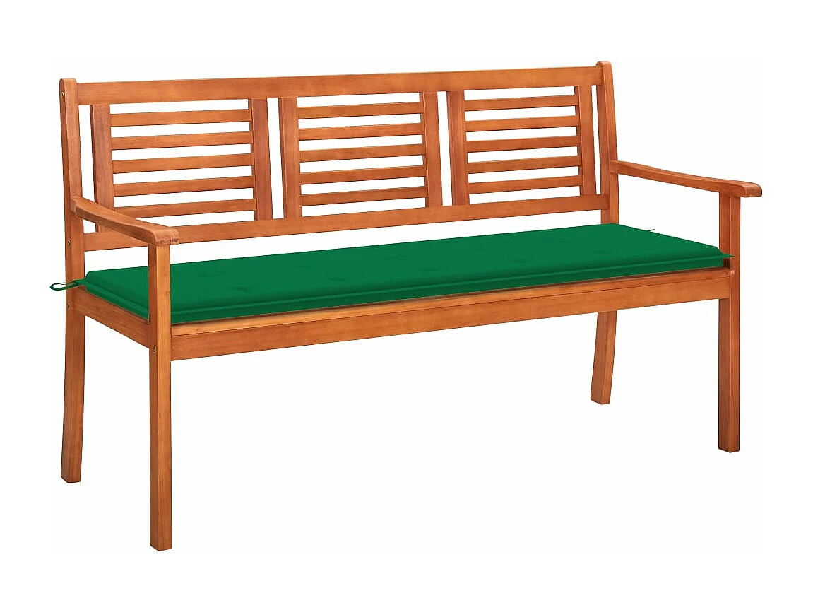 Banc de jardin 3 places avec coussin 150cm Bois d'eucalyptus 4