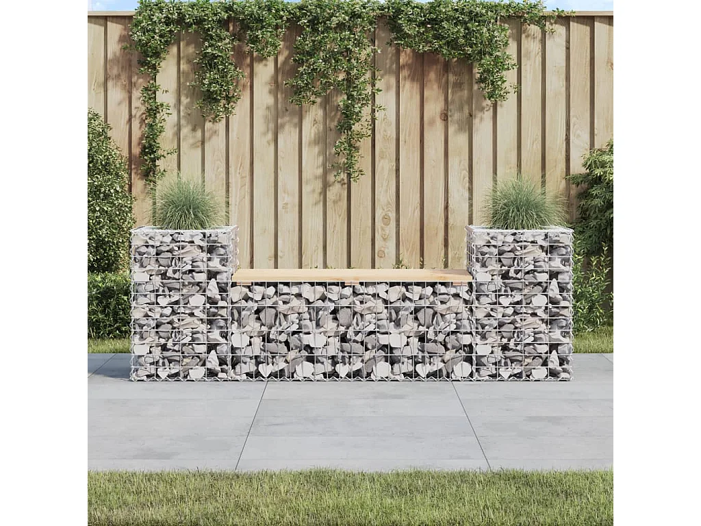 Banc de jardin design gabion 183x41x60,5 bois massif de pin