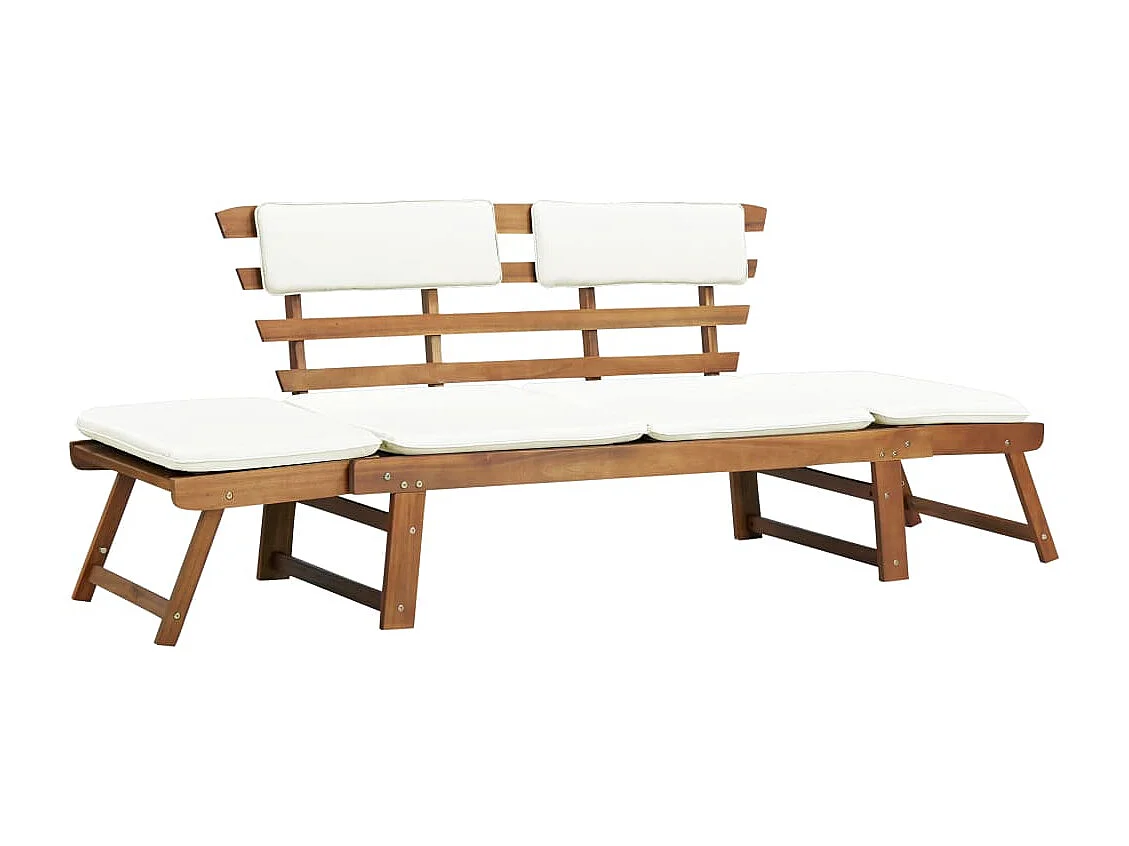 Banc de jardin avec coussins 2-en-1 190cm Bois solide d'acacia 5
