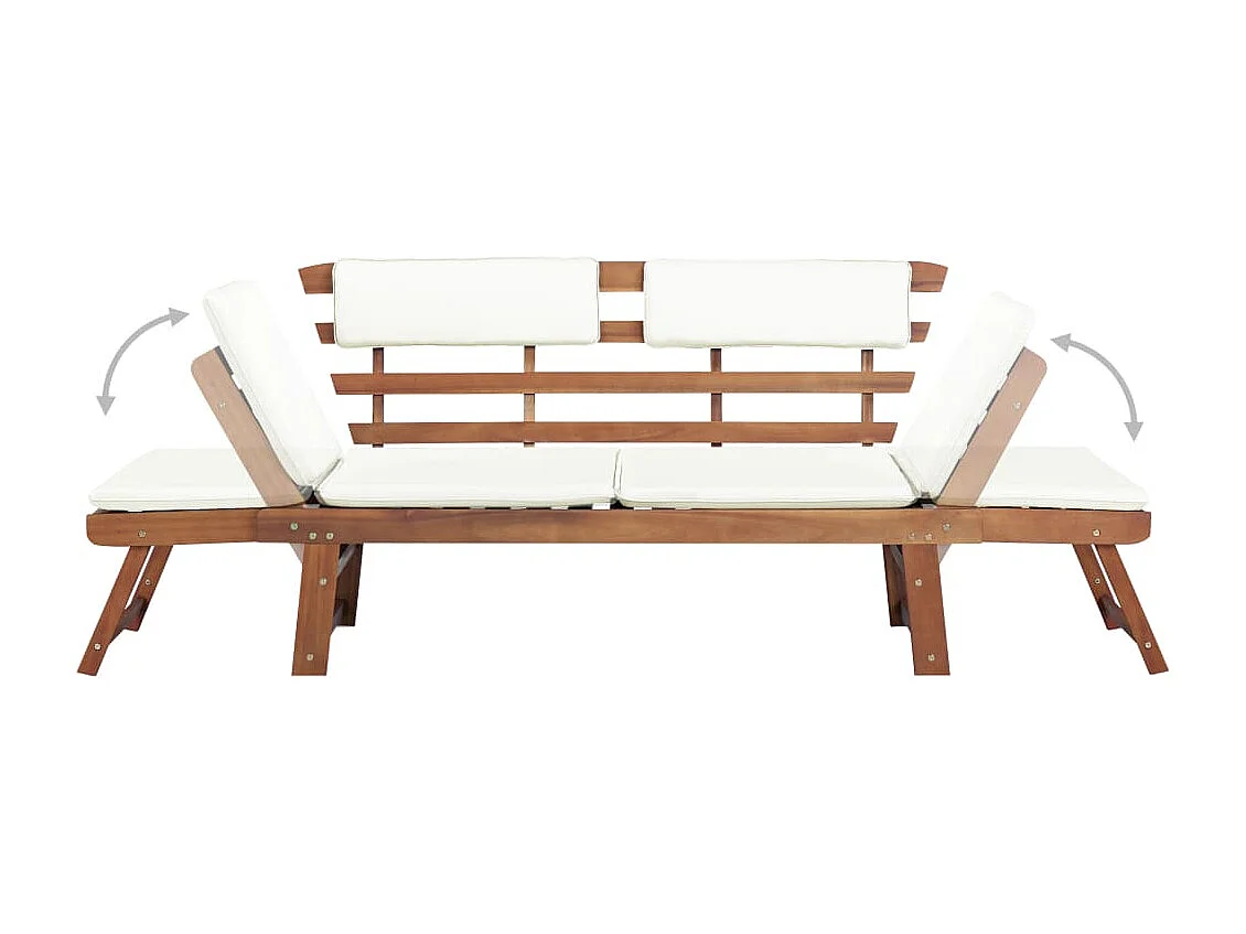 Banc de jardin avec coussins 2-en-1 190cm Bois solide d'acacia 5