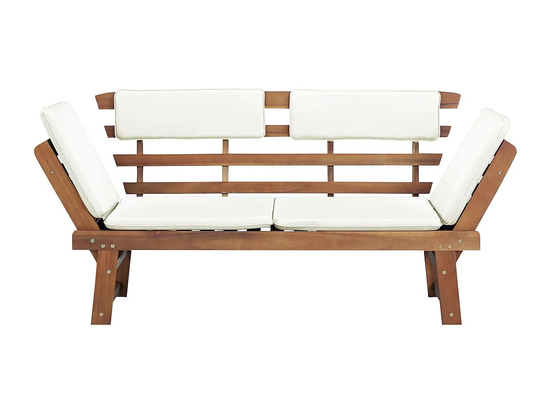 Banc de jardin avec coussins 2-en-1 190cm Bois solide d'acacia 5