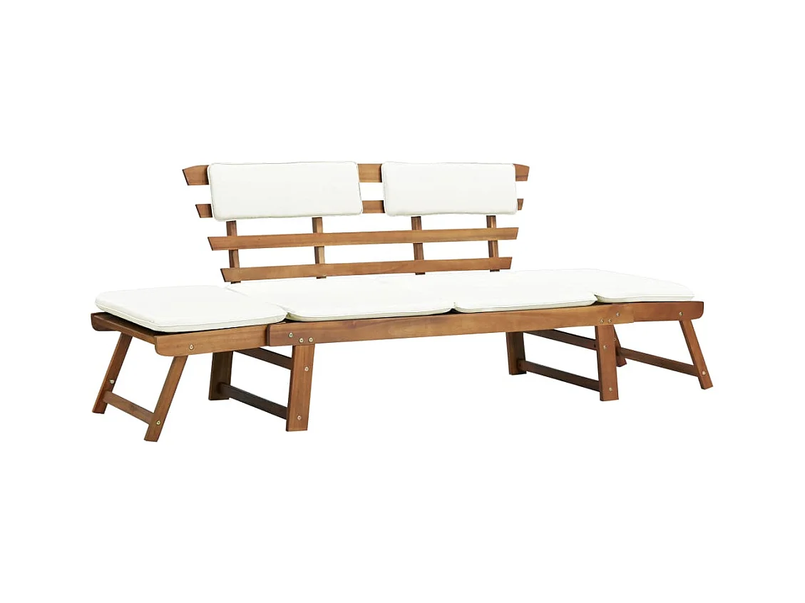 Banc de jardin avec coussins 2-en-1 190cm Bois solide d'acacia 5