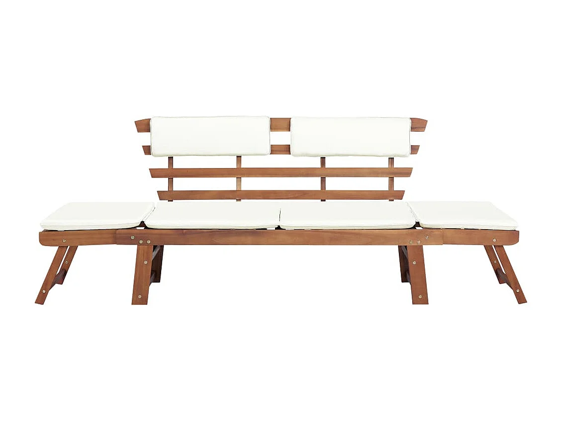 Banc de jardin avec coussins 2-en-1 190cm Bois solide d'acacia 5
