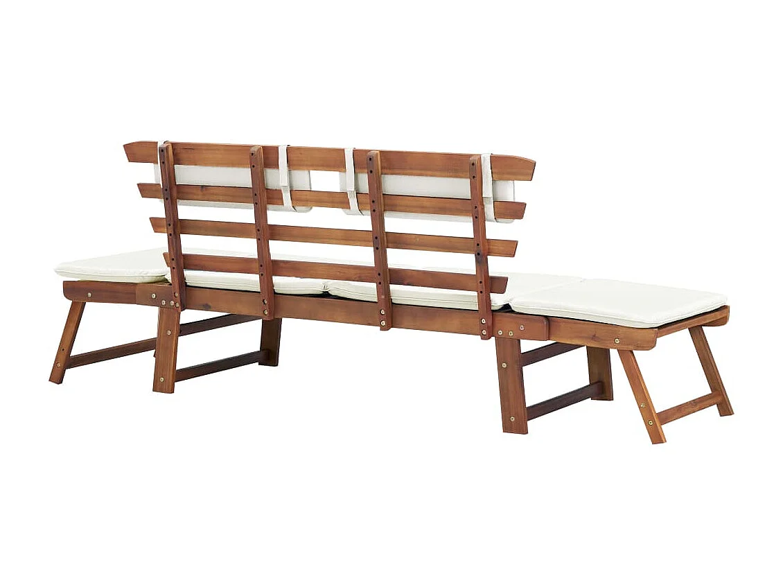 Banc de jardin avec coussins 2-en-1 190cm Bois solide d'acacia 5