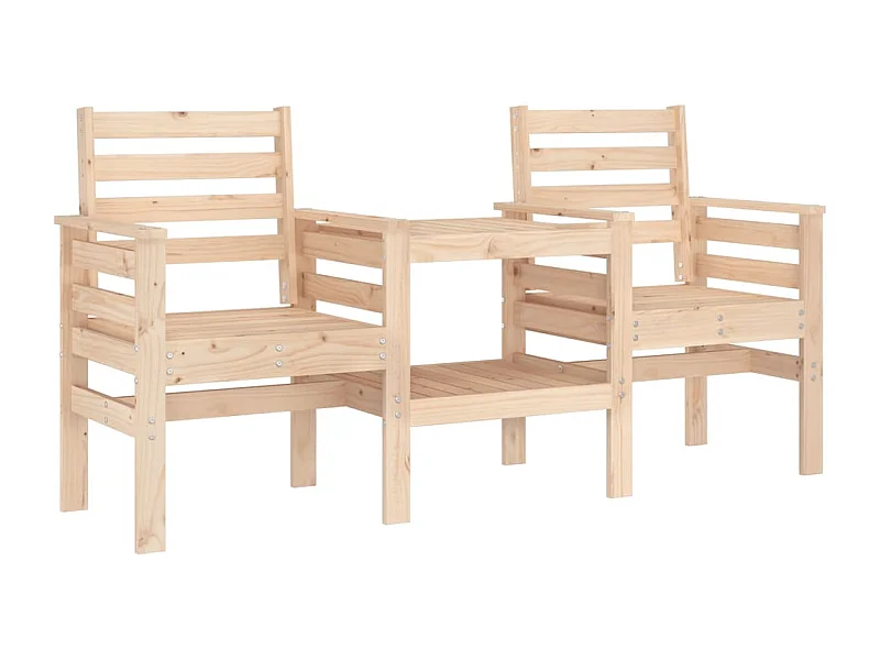 Banc de jardin avec table 2 places bois de pin massif