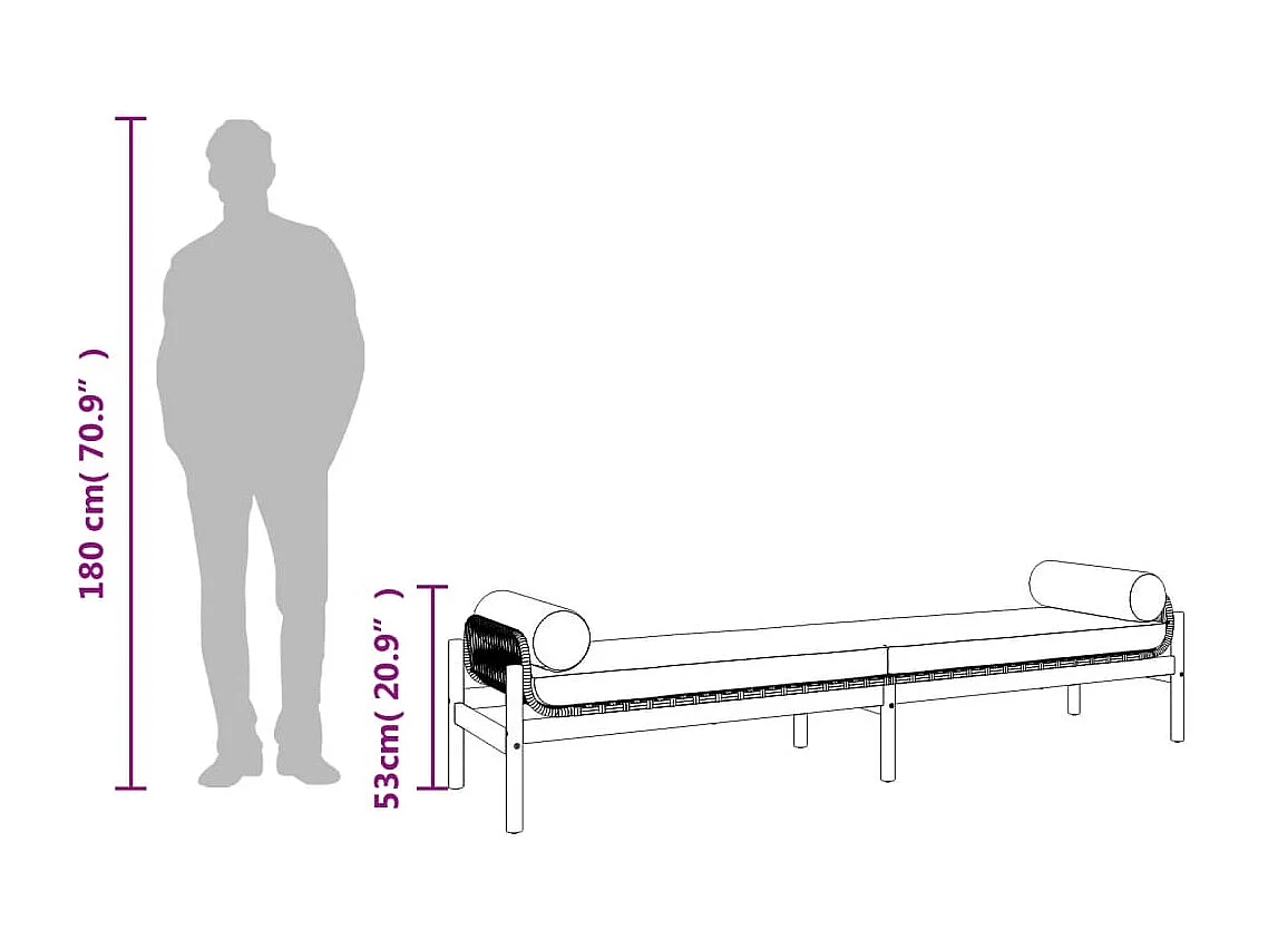 Banc de jardin avec coussin noir résine tressée acacia