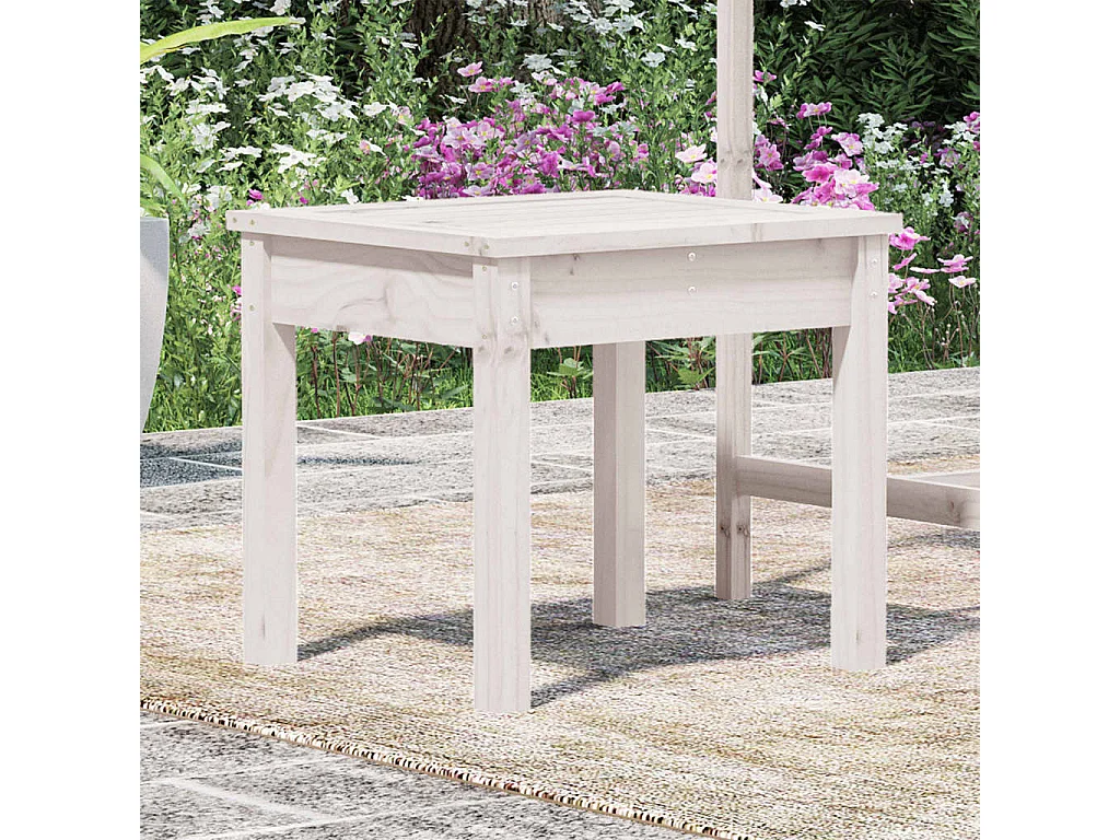 Banc de jardin blanc 50x44x45 bois massif de pin