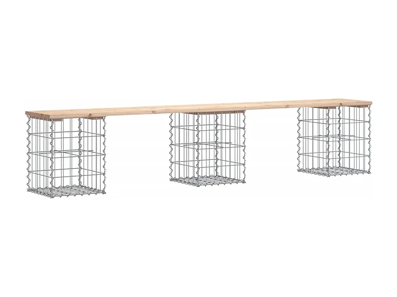 Banc de jardin design de gabion 203x31x42 bois massif de pin