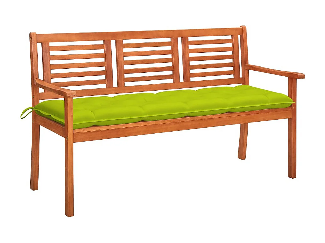 Banc de jardin 3 places avec coussin 150cm Bois d'eucalyptus 26