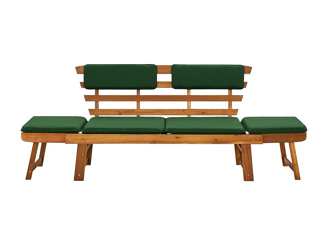 Banc de jardin avec coussins 2-en-1 190cm Bois solide d'acacia