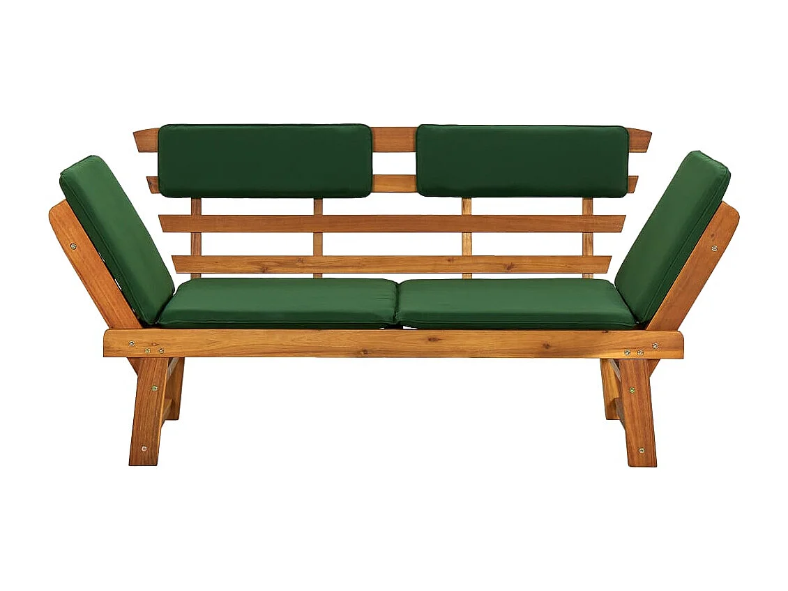 Banc de jardin avec coussins 2-en-1 190cm Bois solide d'acacia