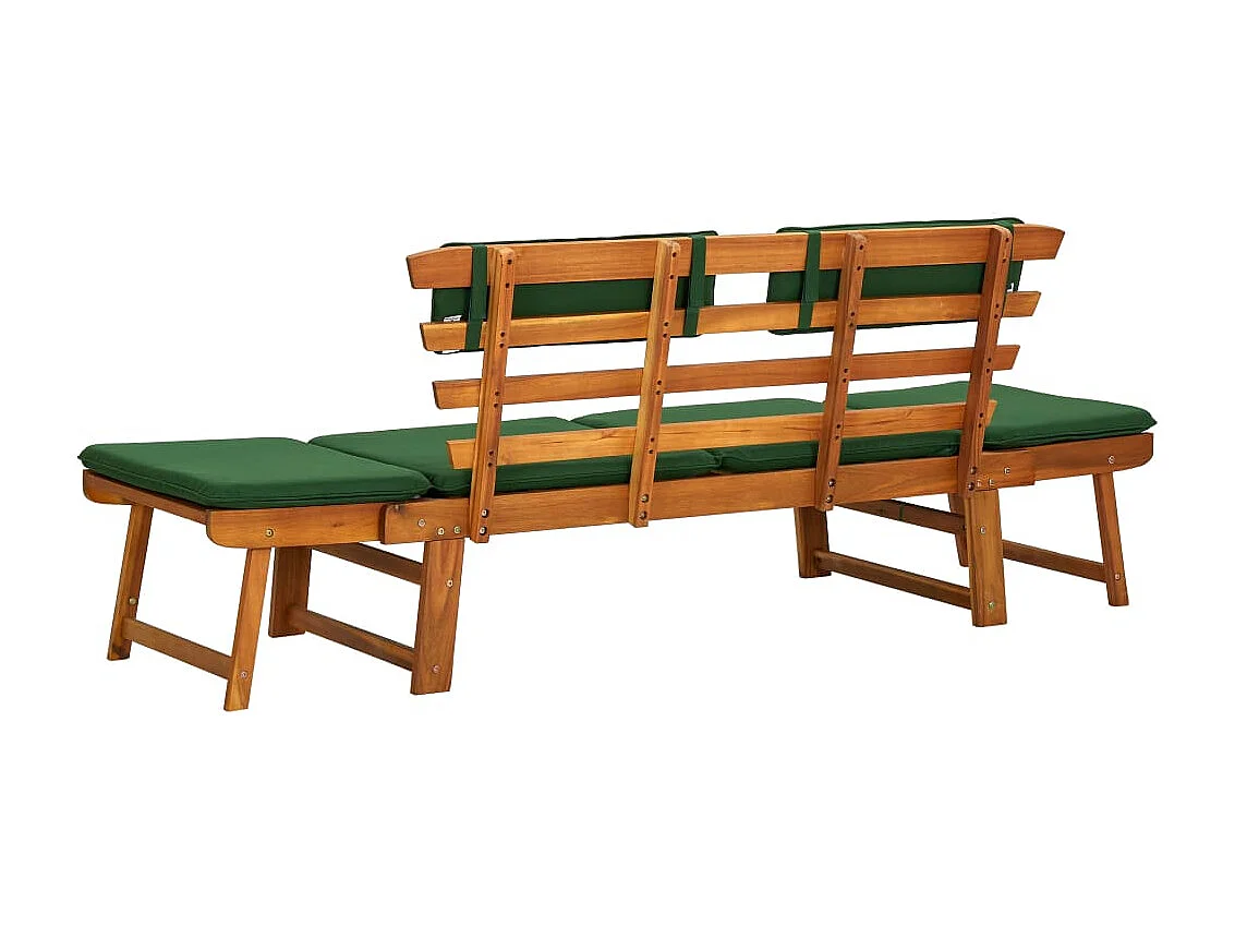 Banc de jardin avec coussins 2-en-1 190cm Bois solide d'acacia