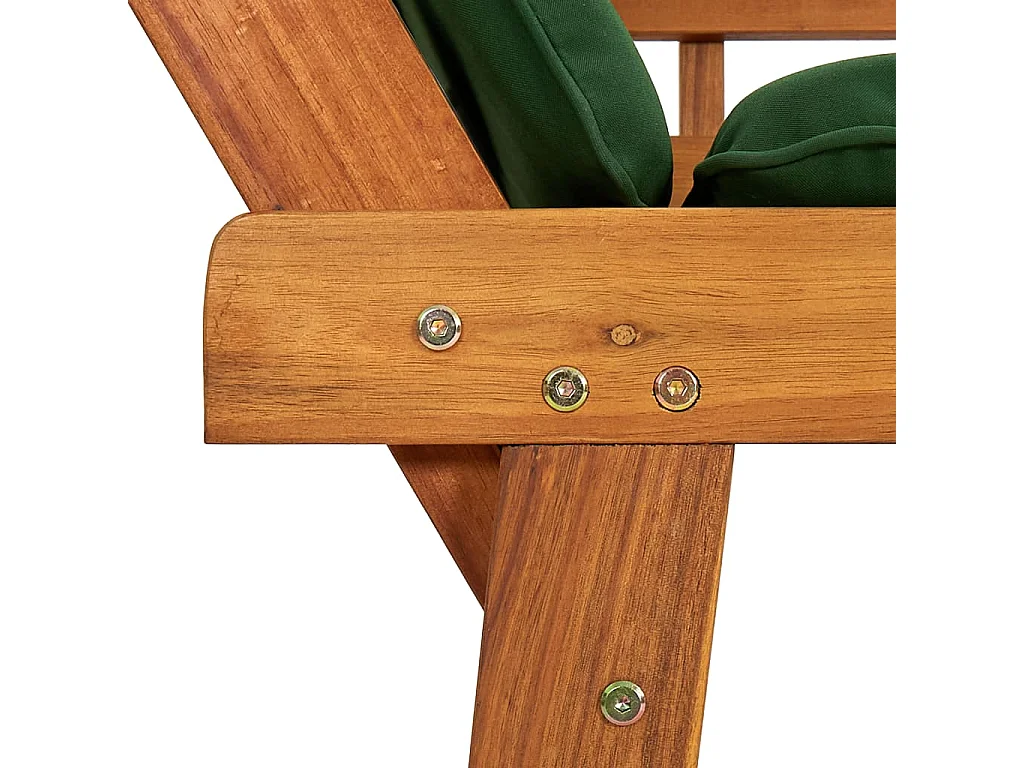 Banc de jardin avec coussins 2-en-1 190cm Bois solide d'acacia