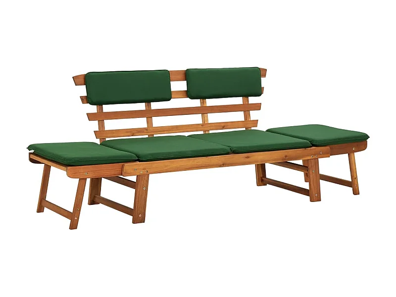 Banc de jardin avec coussins 2-en-1 190cm Bois solide d'acacia