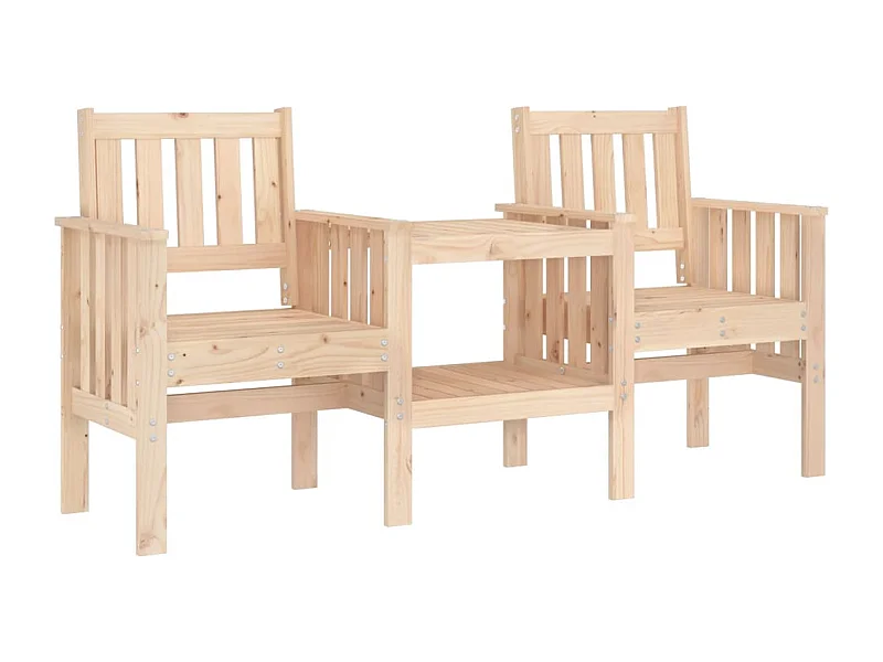 Banc de jardin avec table 2 places bois de pin massif