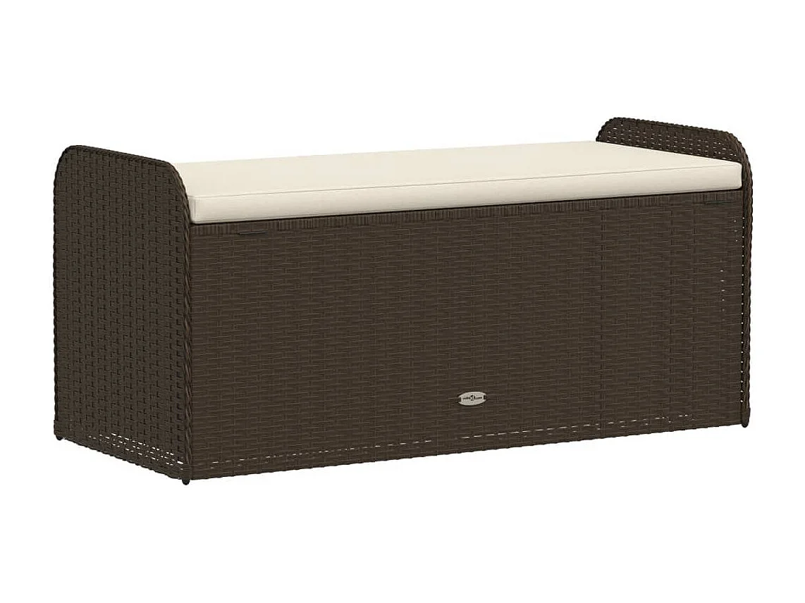 Banc de rangement et coussin marron 115x51x52 résine tressée