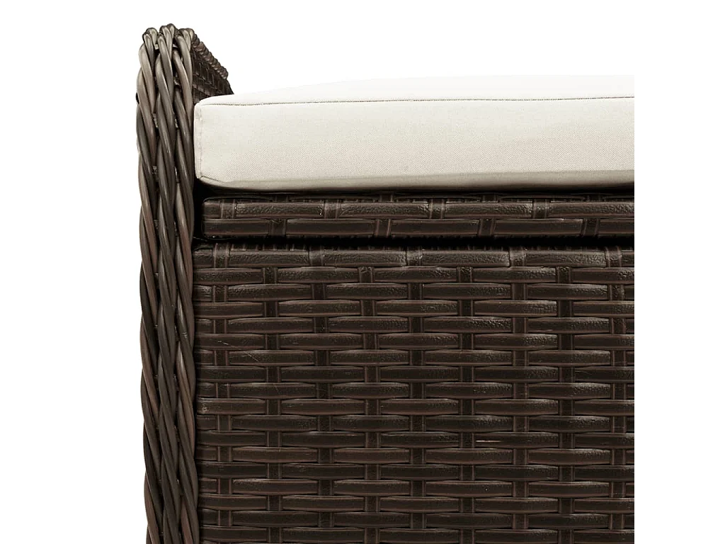 Banc de rangement et coussin marron 115x51x52 résine tressée