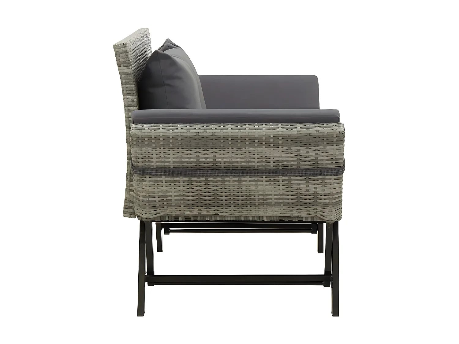 Banc de jardin polyester et résine tressée gris Risto