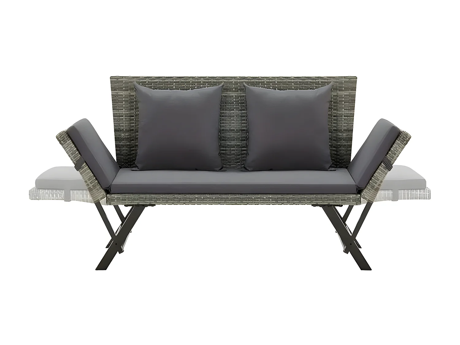 Banc de jardin polyester et résine tressée gris Risto