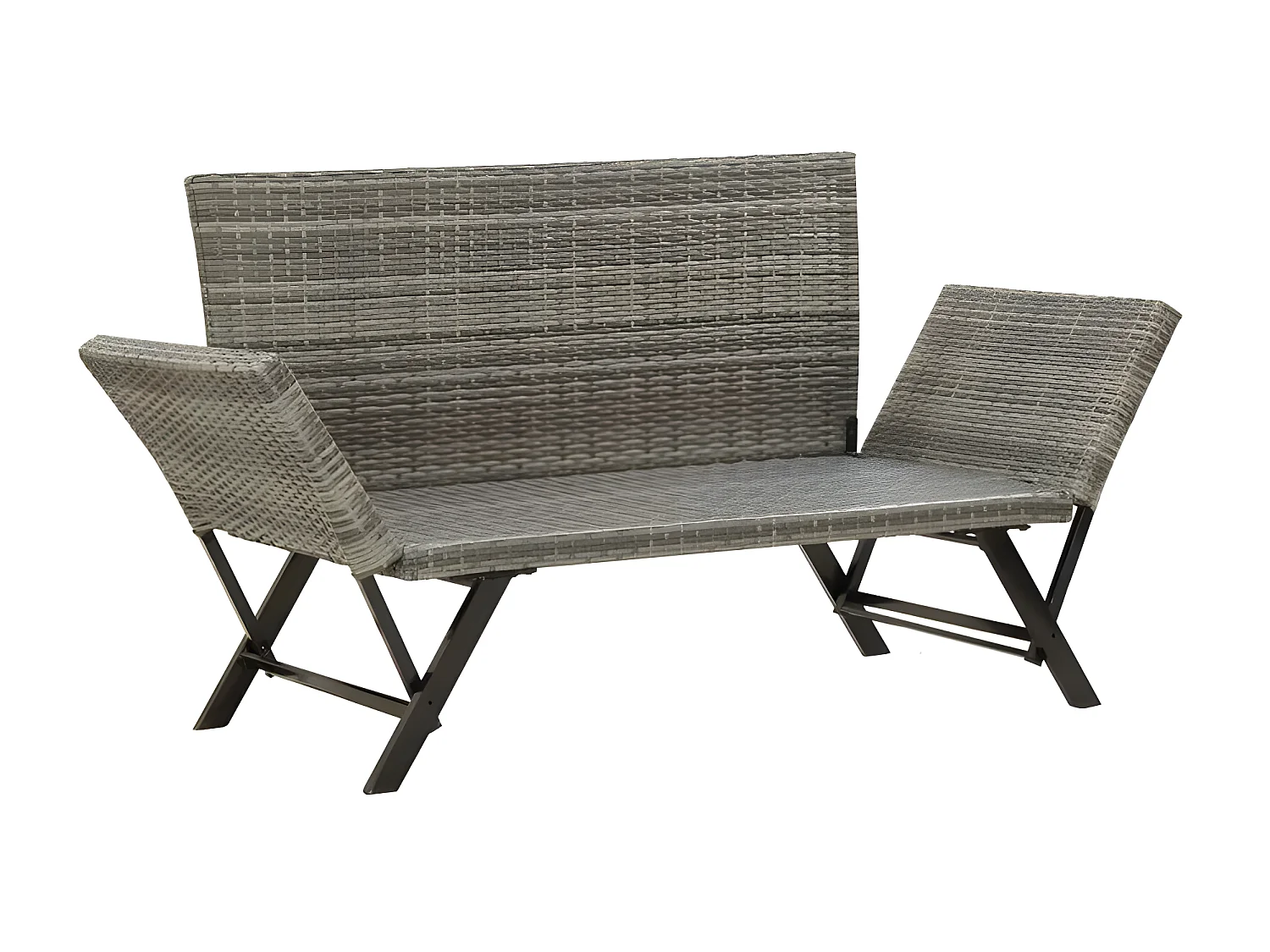 Banc de jardin polyester et résine tressée gris Risto