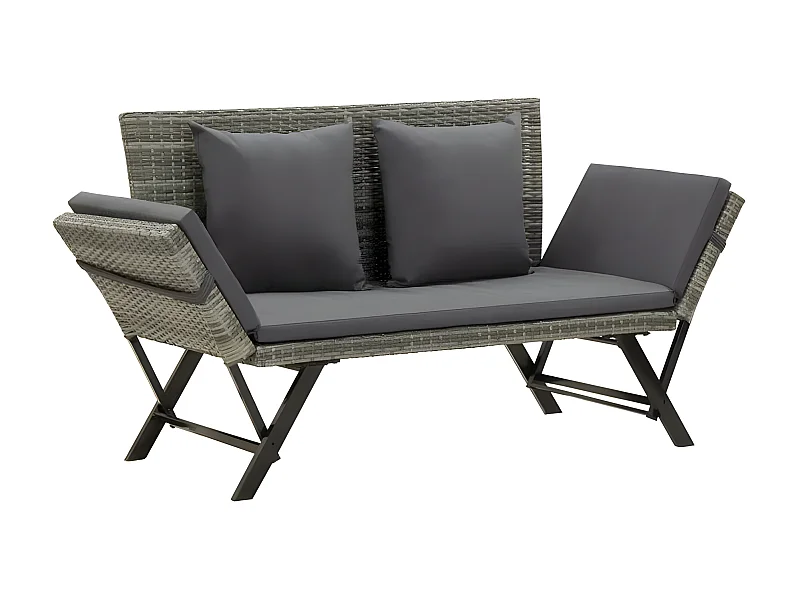 Banc de jardin polyester et résine tressée gris Risto