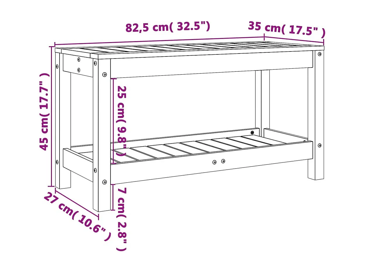 Banc de jardin 82,5x35x45 bois massif de pin