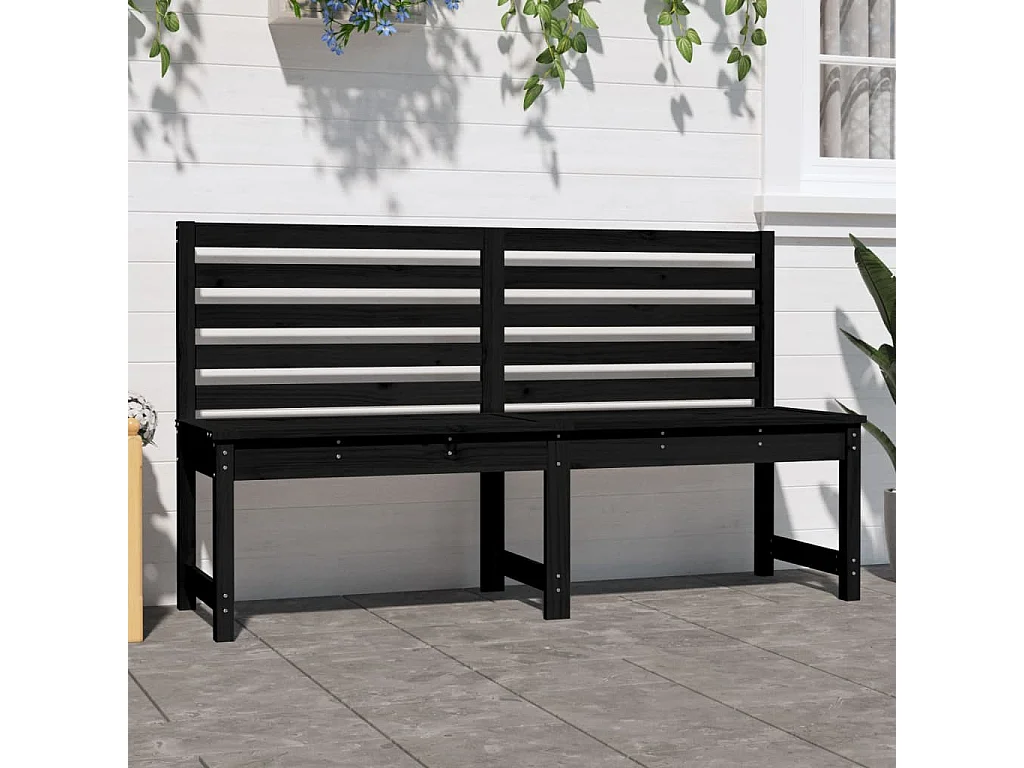 Banc de jardin noir 157,5cm bois massif de pin
