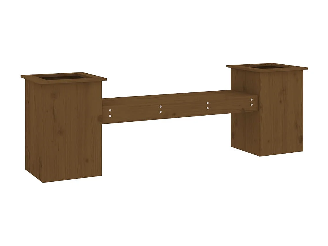 Banc avec jardinières marron miel bois massif de pin