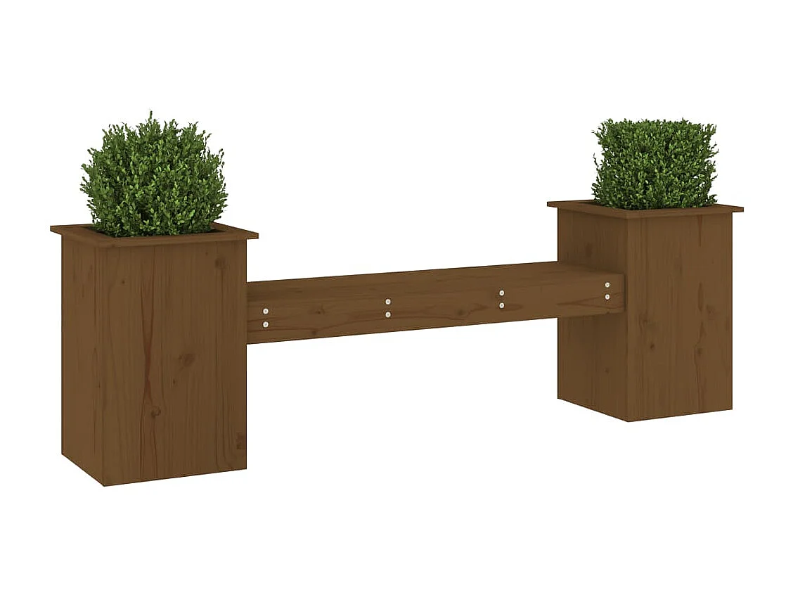 Banc avec jardinières marron miel bois massif de pin