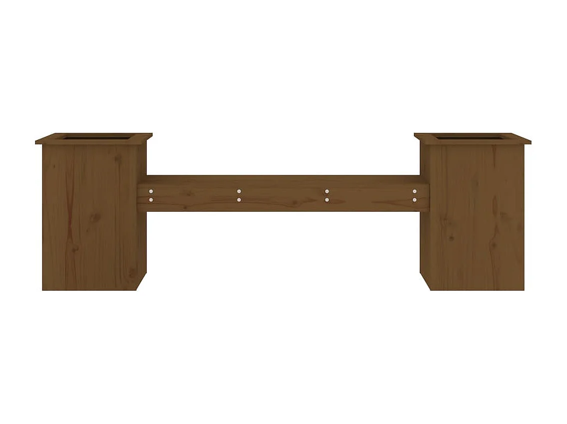 Banc avec jardinières marron miel bois massif de pin