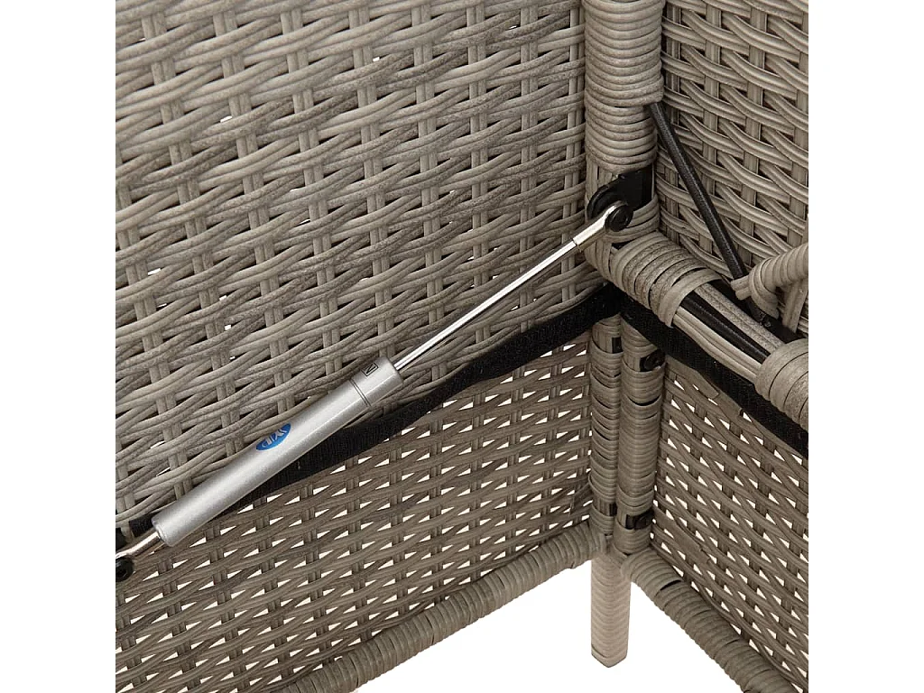 Banc de jardin avec coussins gris clair résine tressée