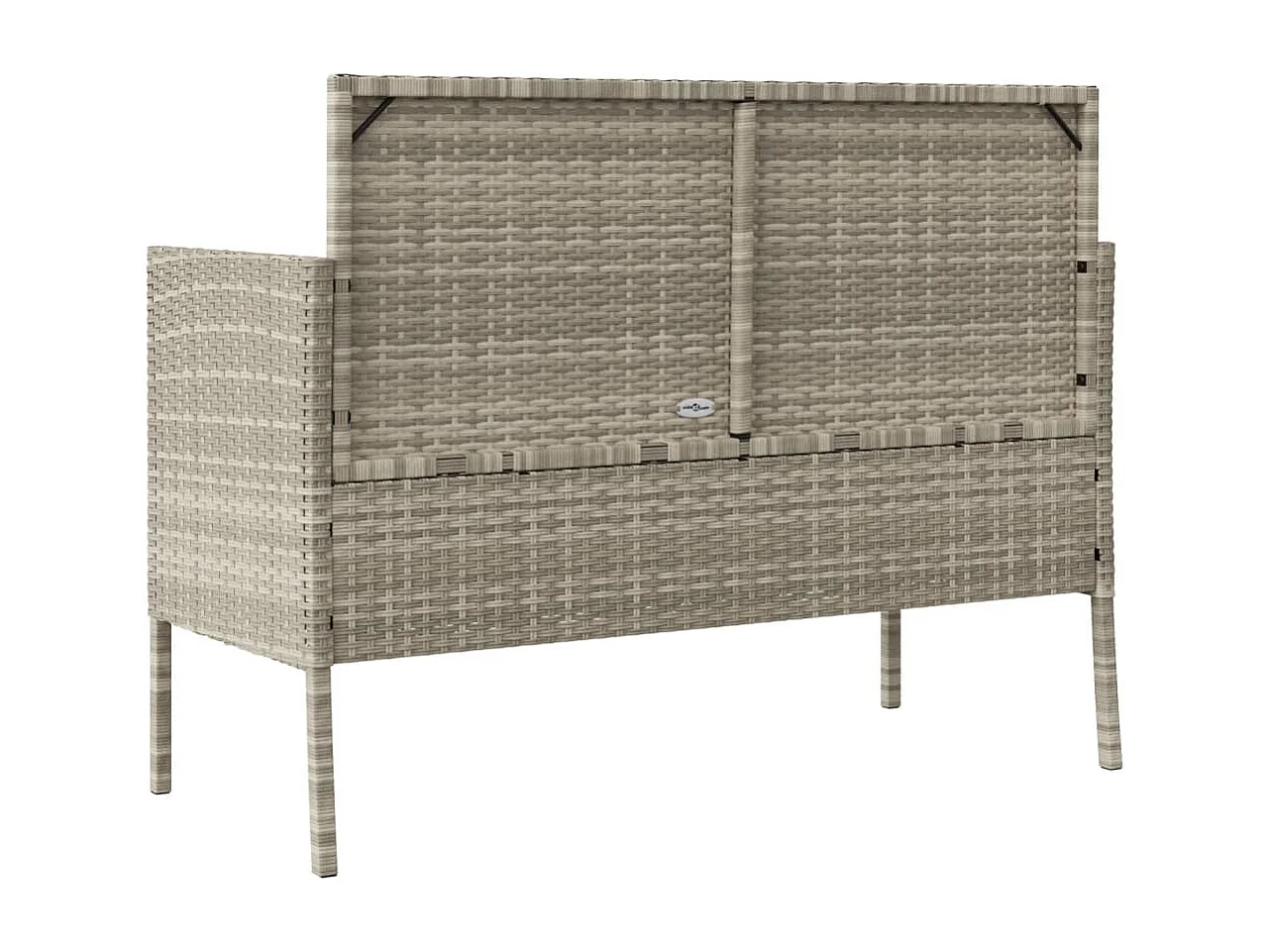 Banc de jardin avec coussins gris clair résine tressée