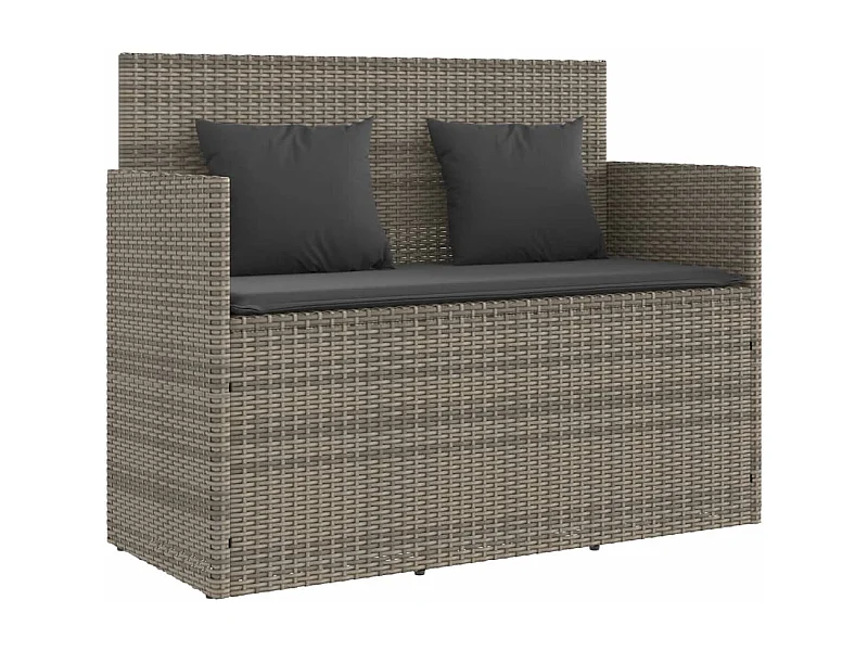 Banc de jardin avec coussins gris résine tressée