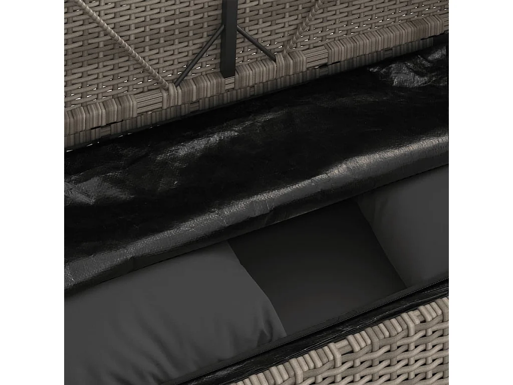 Banc de jardin avec coussins gris résine tressée