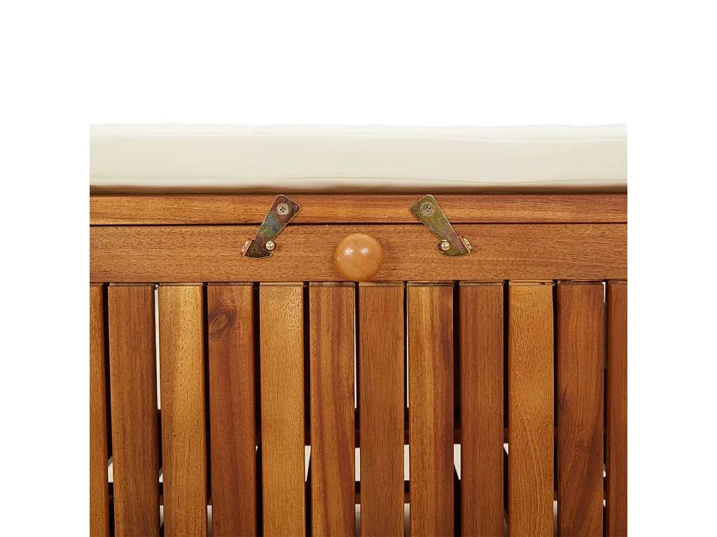 vidaXL Banco almacenaje jardín con cojín madera maciza de acacia 126cm Marrón