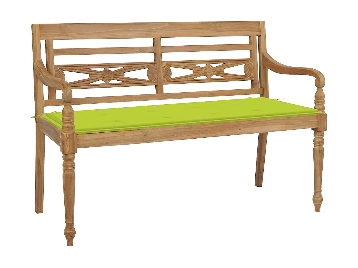 Banc Batavia avec coussin vert vif 120cm Bois de teck massif