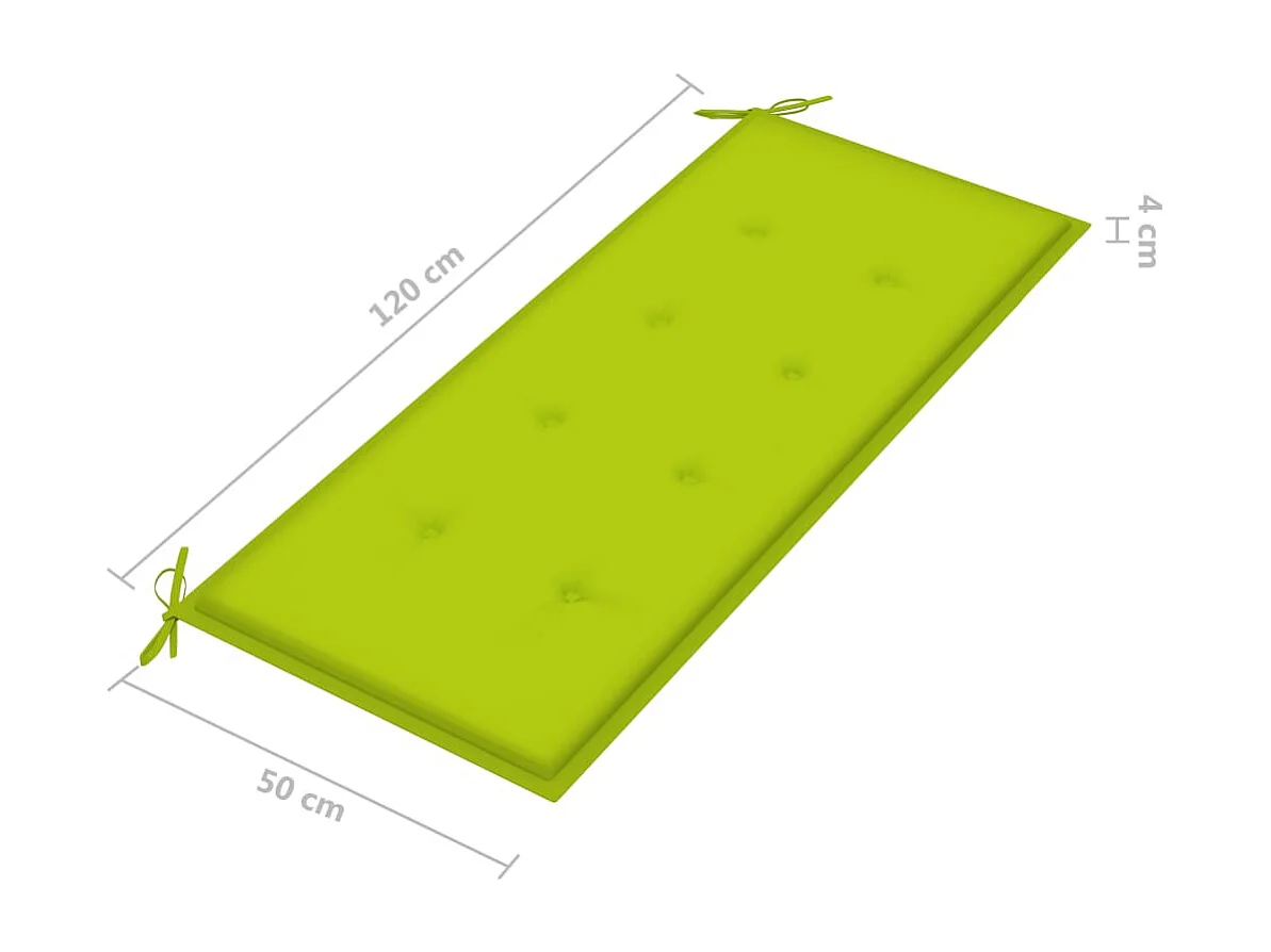Banc Batavia avec coussin vert vif 120cm Bois de teck massif