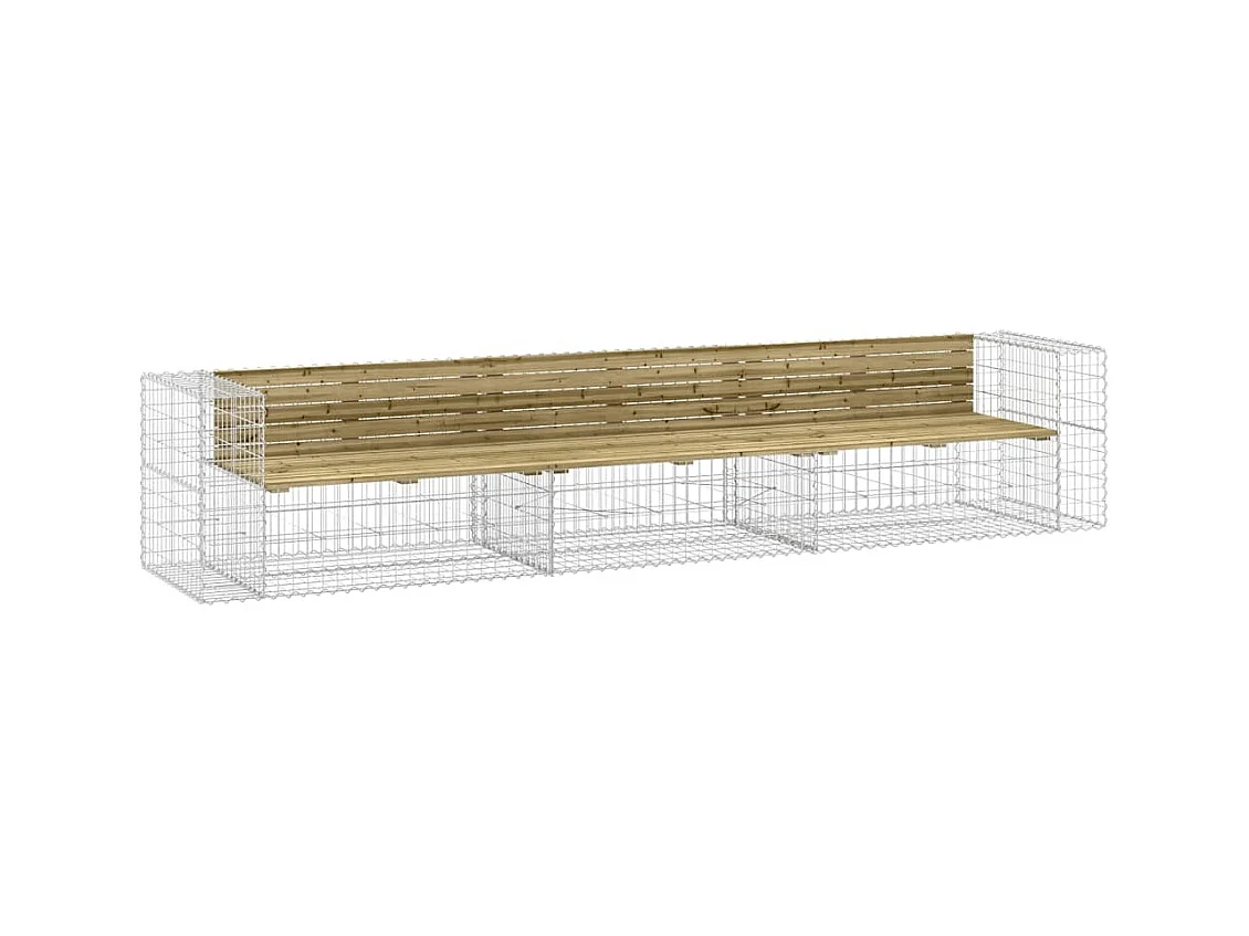 Banc de jardin design gabion 347x71x65,5 bois de pin imprégné