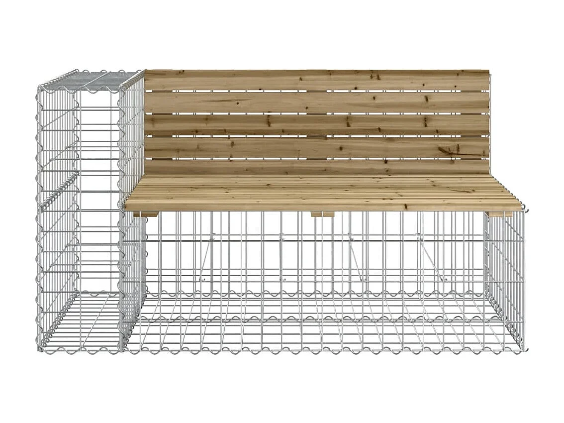 vidaXL Banco jardín con gaviones madera pino impregnada 347x71x65,5 cm Marrón