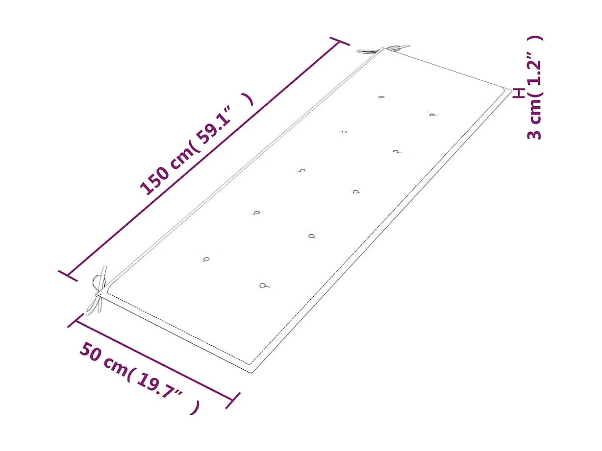 Banc Batavia avec coussin bleu 150cm Bois de teck massif