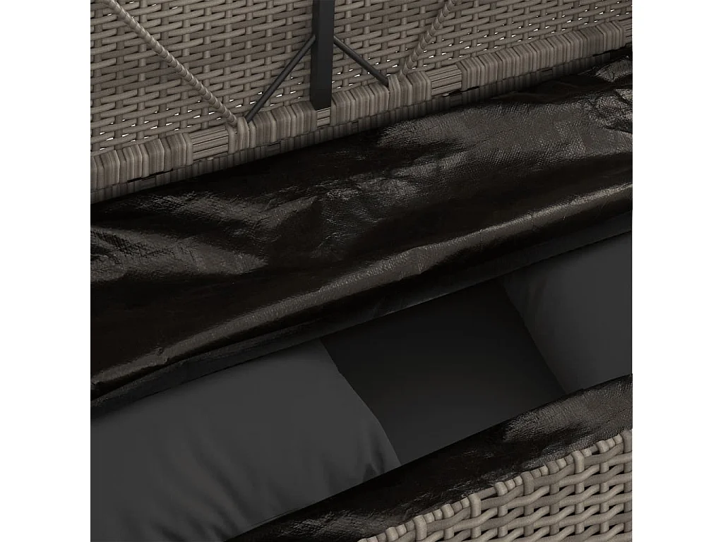 Banc de jardin avec coussins gris résine tressée